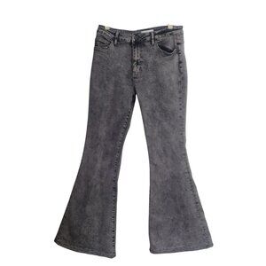 Vervet Womens Acid Wash Denim Black Flare Bell Bottom‎ Jeans High Waist Size 31